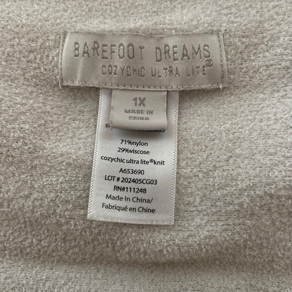Barefoot Dreams CozyChic Barefoot In the Wild Pashmina Cardigan Cream Stone 1X - Picture 5 of 5